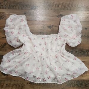 NEW Altar'd State Coquette Endless Rose Puff Sleeve Babydoll Cottagecore Medium